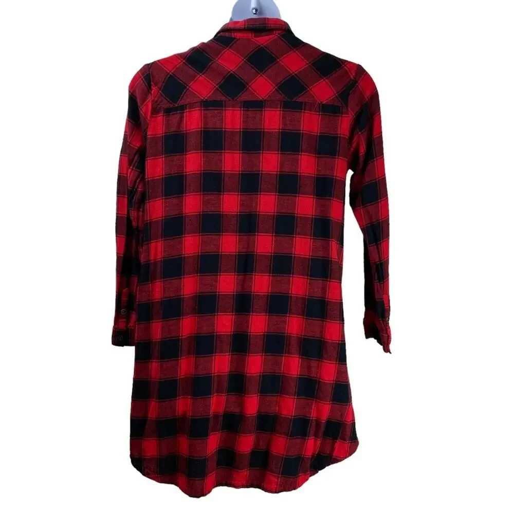 Merona Sleep Shirt Buffalo Plaid Size XXL Red Black